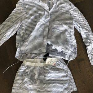 Zara Blue and White Striped Pajama Set